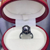 S925 silver M ring empty holder DIY production of pearl accessories living mouth(without pearl)